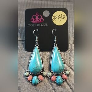 Paparazzi Turquoise and Silver Teardrop Earrings